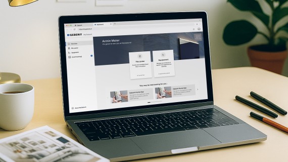 MyGeberit portal del cliente en un portátil MyGeberit portal del cliente en un portátil