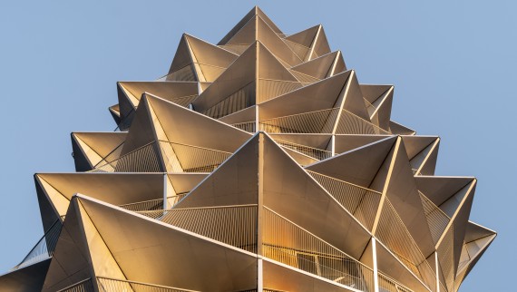 El perfil en forma de cactus de las torres se crea mediante la torsión de los distintos niveles (© Rasmus Hjortshøj)